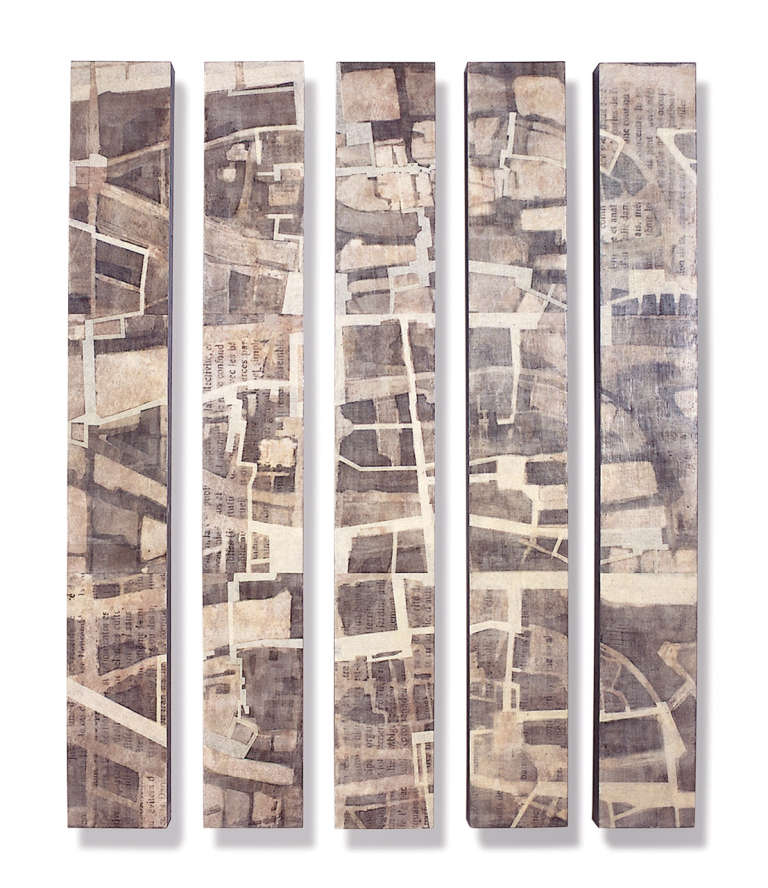 Recorridos © 2000. Fliselina, plomo, cera, madera :: 166 x 122 x 6 cm