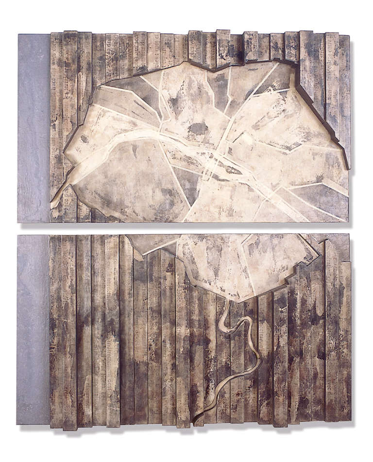 Atlas Parisien © 2000. Fliselina, plomo, cera, madera :: 180 x 160 x 24 cm