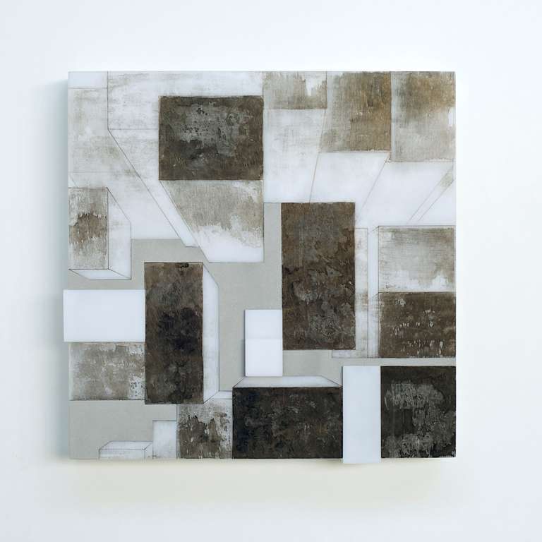 Aglomeración #05 ©2012 ::  Técnica mixta sobre metacrilato :: 40 x 40 x 7 cm 