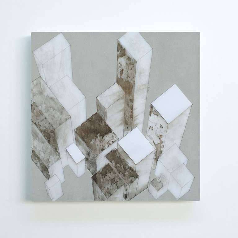 Aglomeración #04 ©2012 ::  Técnica mixta sobre metacrilato :: 40 x 40 x 7 cm 