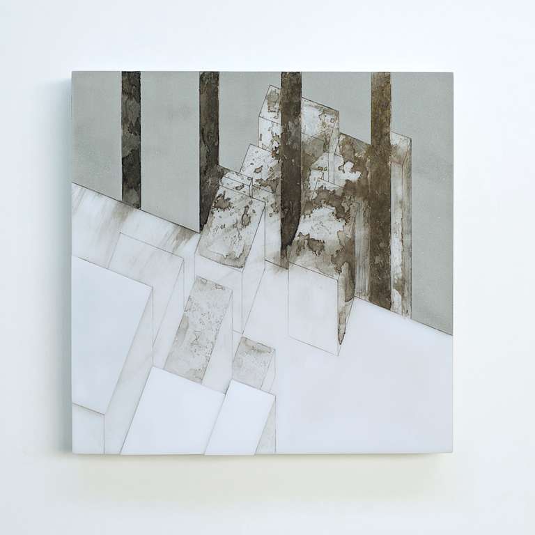 Aglomeración #01 ©2012 ::  Técnica mixta sobre metacrilato :: 40 x 40 x 7 cm 