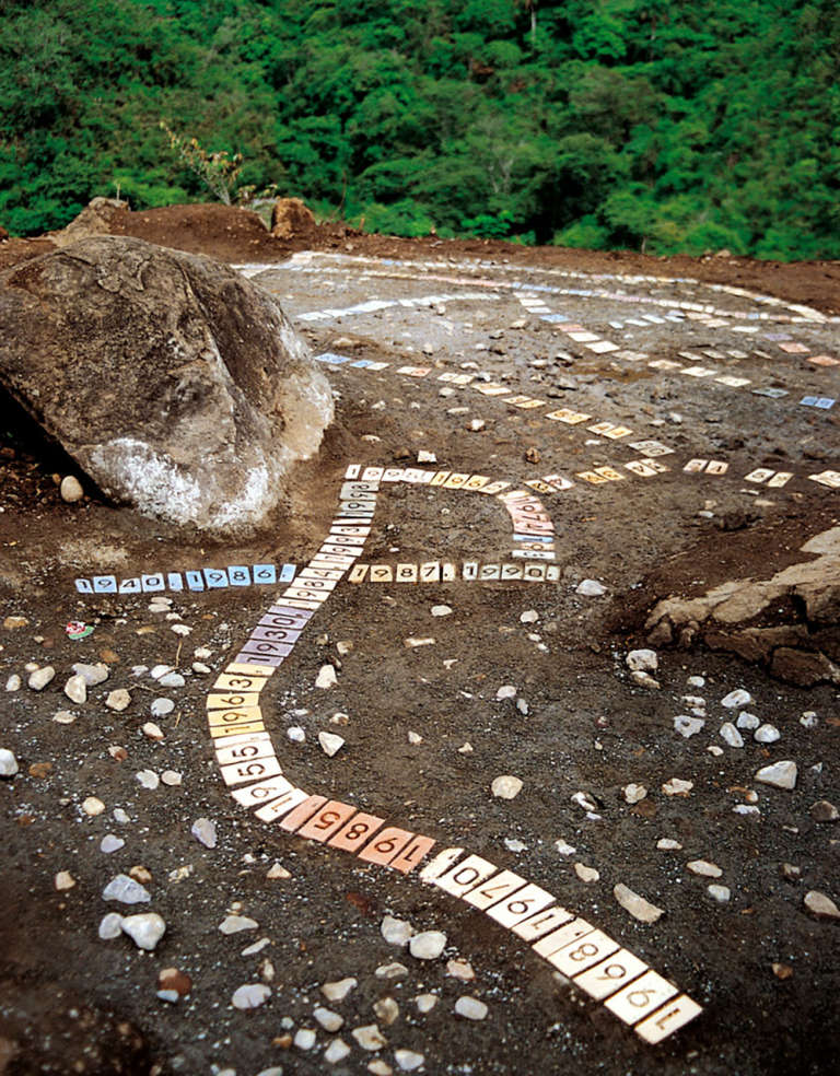 Mapa Genético ©2000. Resina de poliéster, cemento, piedras.1200 x 800 cm.