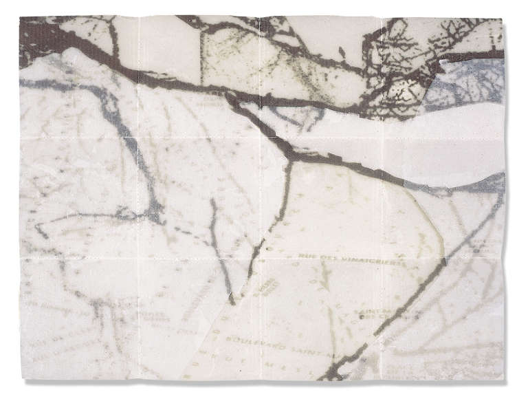 Árbol-mapa II © 2001. Impresión digital, fliselina, cera, hilo :: 60 x 40 x 1 cm