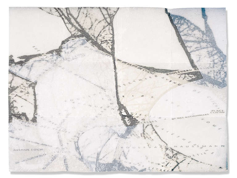Árbol-mapa III © 2001. Impresión digital, fliselina, cera, hilo :: 60 x 40 x 1 cm