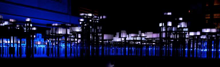 Piel de Luz ©2010. Cera, metacrilato, plomo, aluminio, LEDs. 1450 x 850 x 120 cm.