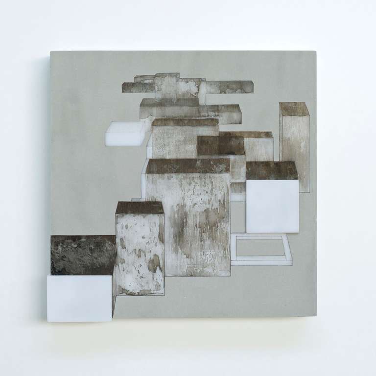 Asentamiento #01 ©2012 :: Técnica mixta sobre metacrilato :: 40 x 40 x 7 cm